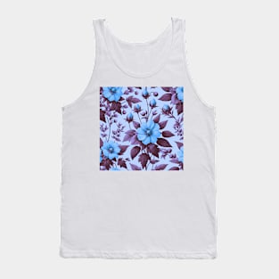 Blue Floral Pattern Tank Top